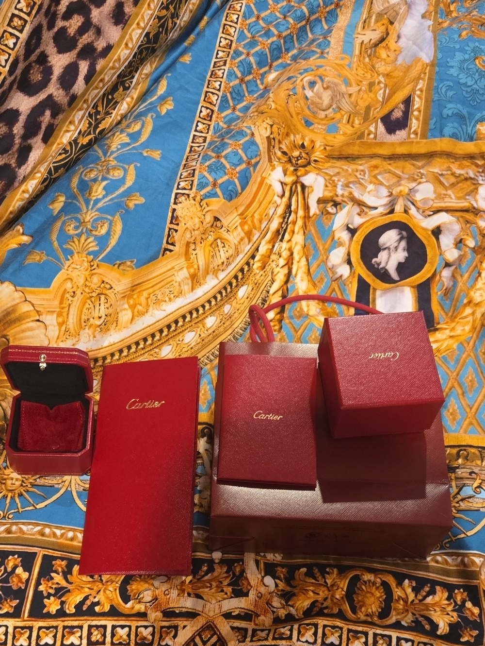 Cartier Red  Gift Boxes and Bag. Reciept Holder, Item Paasport Holder